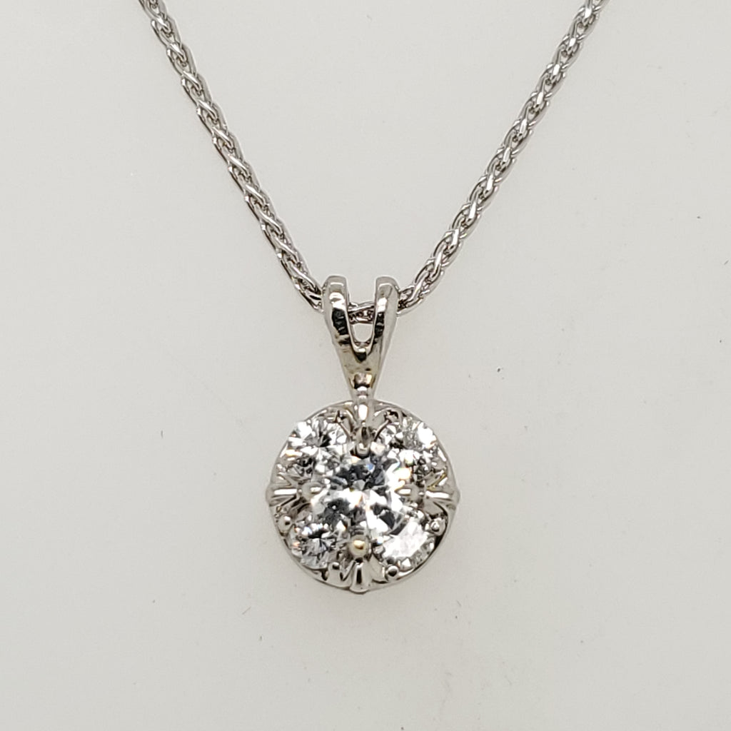 14kt White Gold Diamond Cluster Pendant