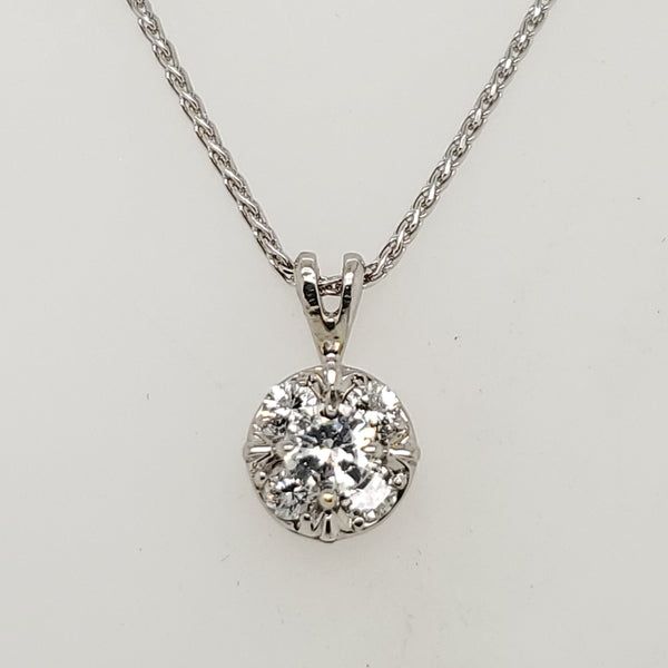 14kt White Gold Diamond Cluster Pendant