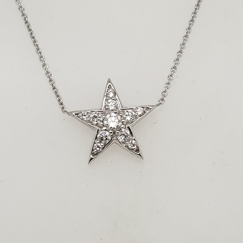 Roberto Coin Tiny Treasures 18kt White Gold Star Diamond Pendant