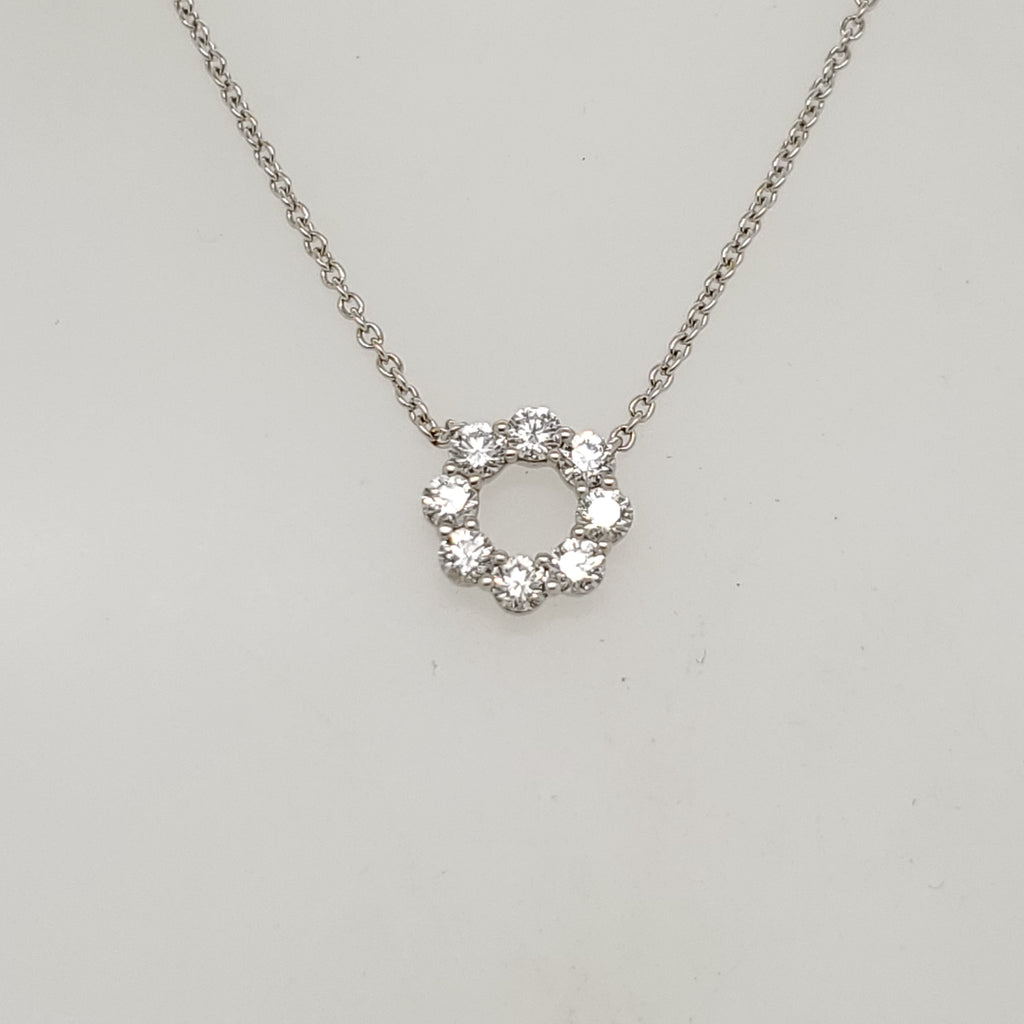 18Kt White Gold Diamond Circle Pendant