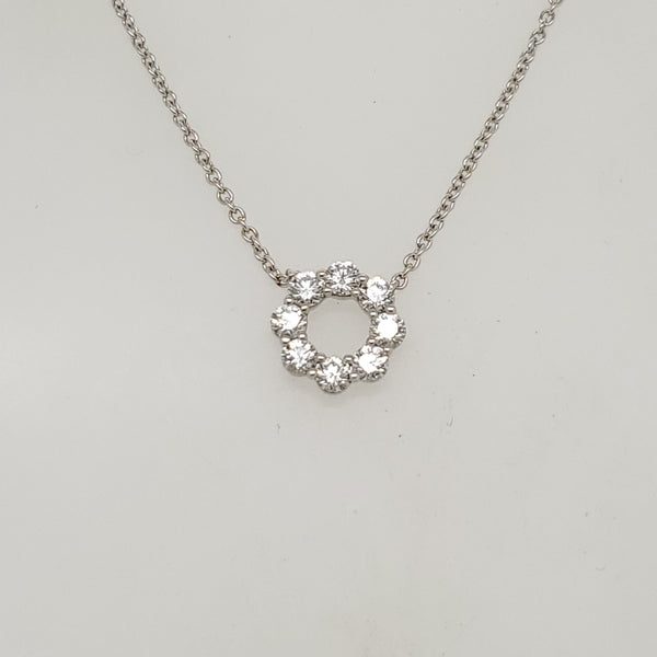18Kt White Gold Diamond Circle Pendant