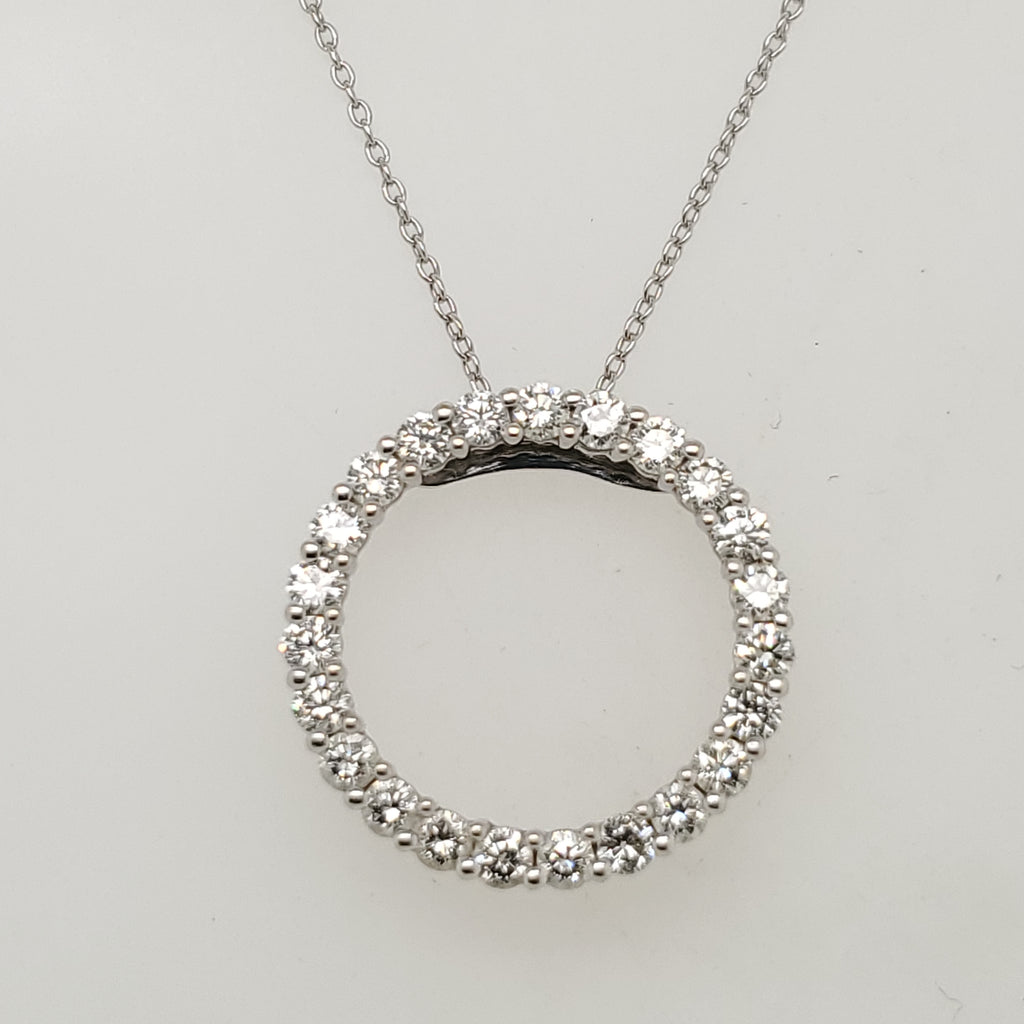 14Kt White Gold And Diamond Circle Pendant