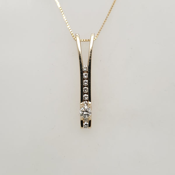 14Kt Yellow Gold Diamond Vertical Bar Pendant
