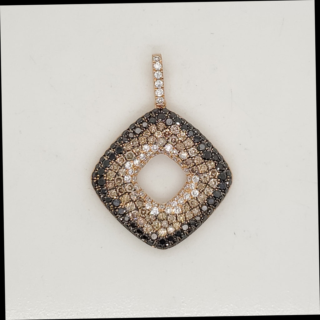 18kt Rose Gold Black Chocolate and White Diamond Pendant