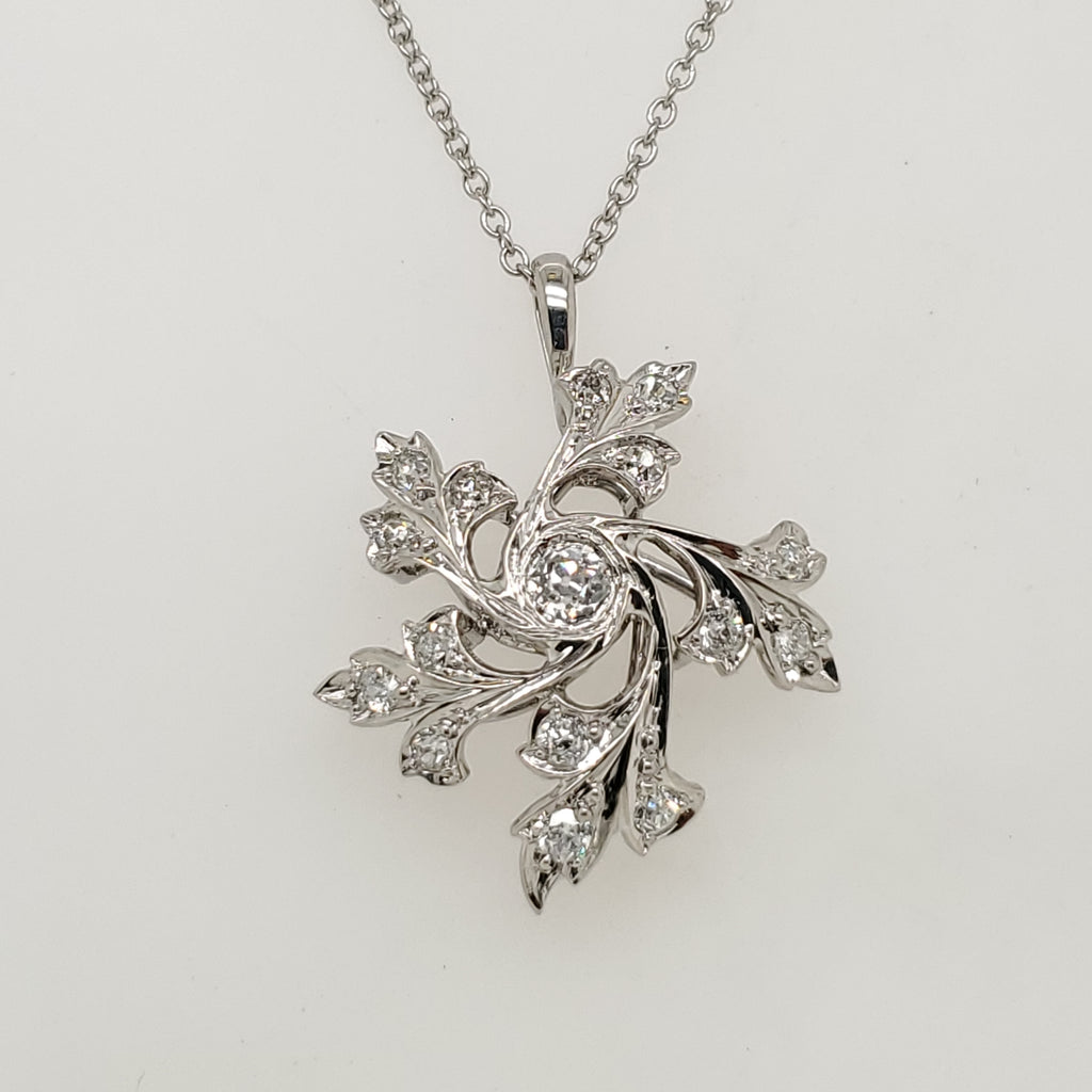 Vintage Platinum and Diamond Pendant Necklace