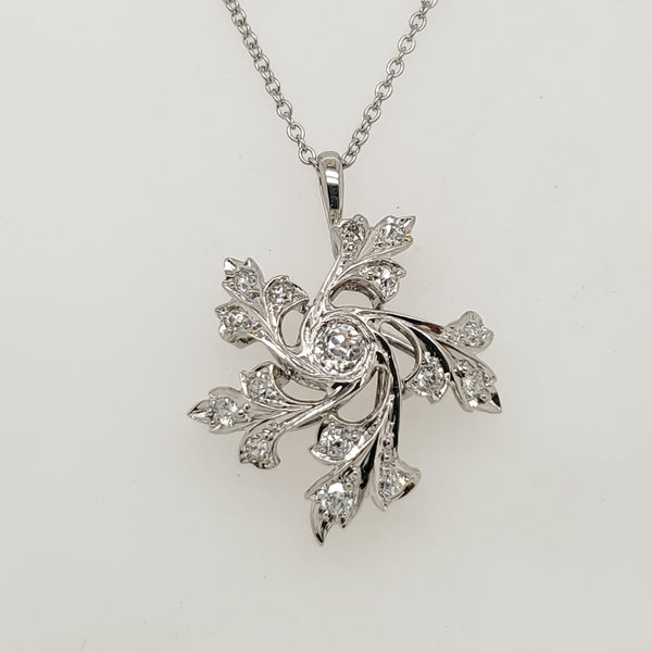 Vintage Platinum and Diamond Pendant Necklace