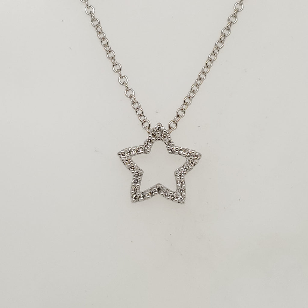 14kt white Gold Diamond Star Pendant Necklace