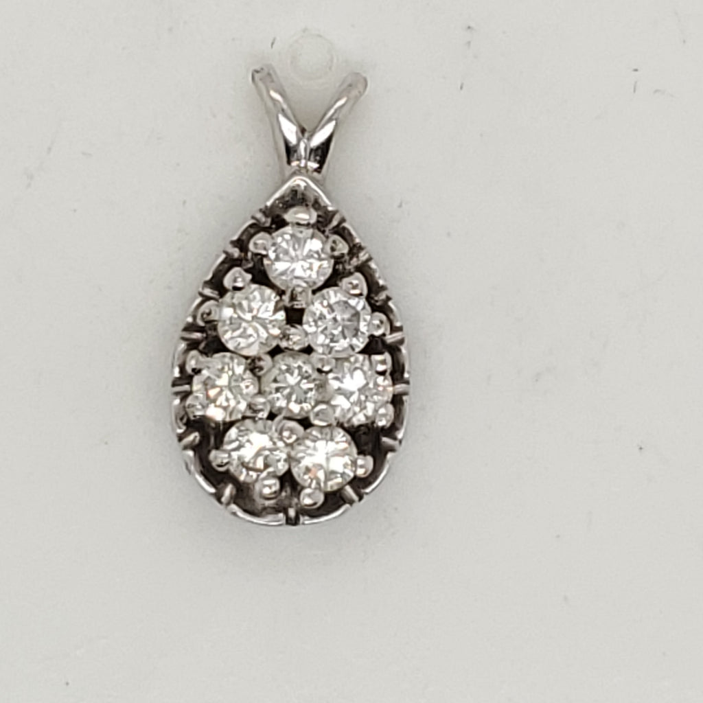 14kt White Gold Round  Diamond Pendant