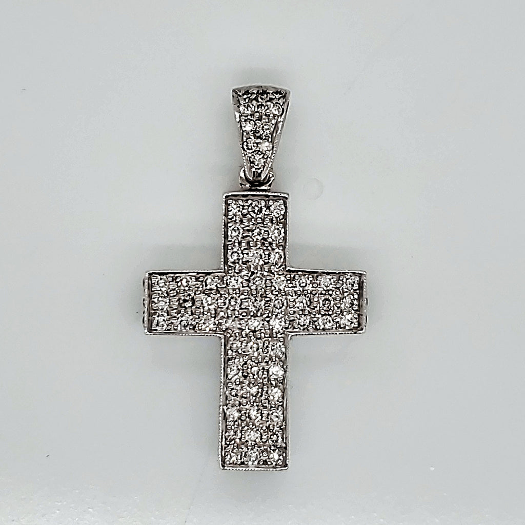 14kt White Gold Diamond Cross Pendant