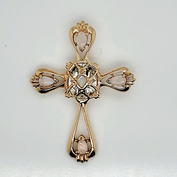 14kt Yellow Gold Opal and Gemstone Cross