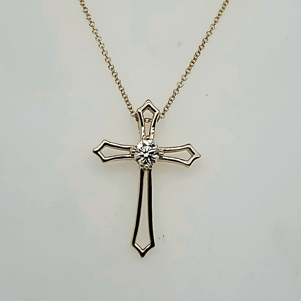 14kt Yellow Gold Diamond Cross Pendant