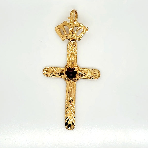 22kt Yellow Gold Engraved Cross Pendant