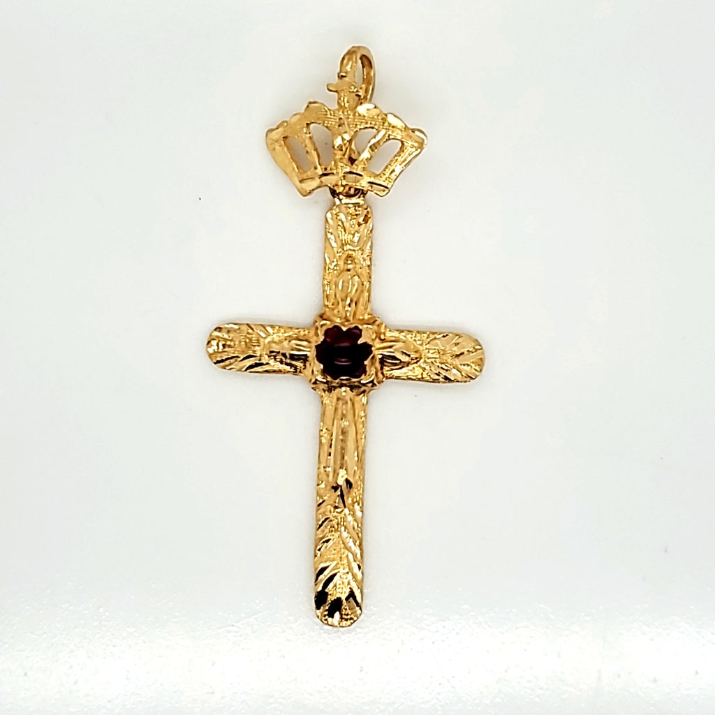 22kt Yellow Gold Engraved Cross Pendant