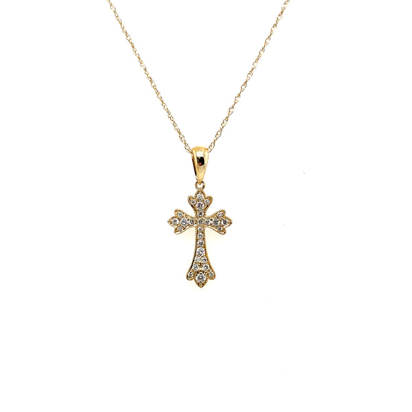 14kt yellow Gold 0.14Ctw Diamond Cross Pendant