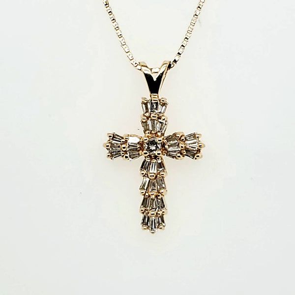 14kt Yellow Gold Diamond Cross Pendant