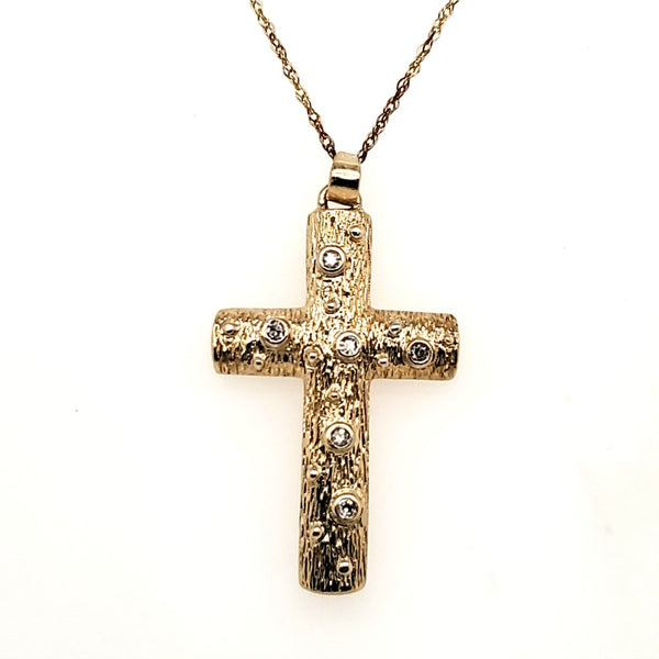 14kt Yellow Gold and Diamond Cross