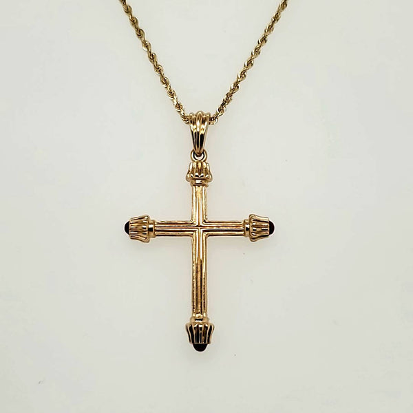 14kt Yellow Gold and Ruby Cross