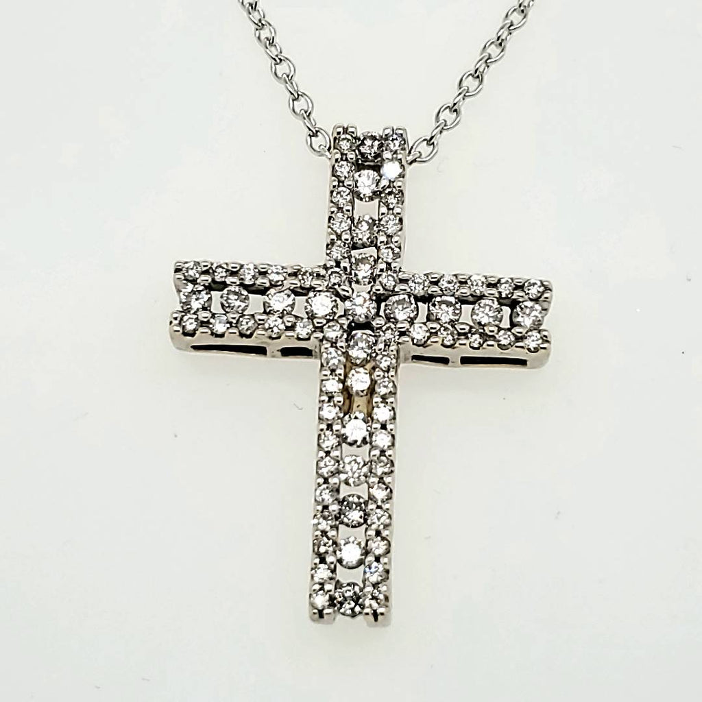 14kt White Gold Diamond Cross Pendant