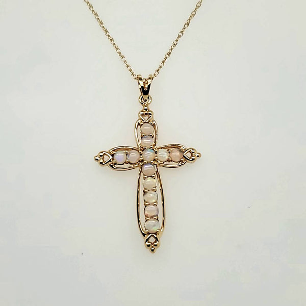 14kt Yellow Gold and Opal Cross