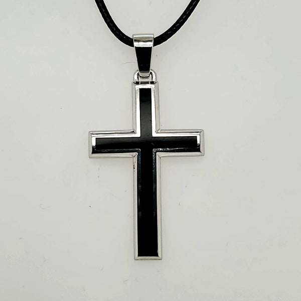 18kt White Gold and Enamel Cross