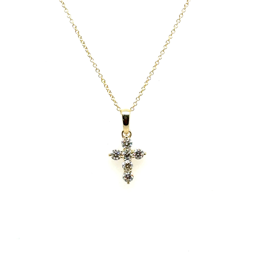 14kt Yellow Gold 0.48Ctw Diamond Cross Necklace