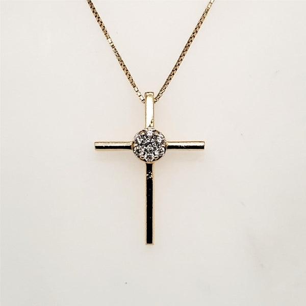 14kt Yellow Gold and Diamond Cross