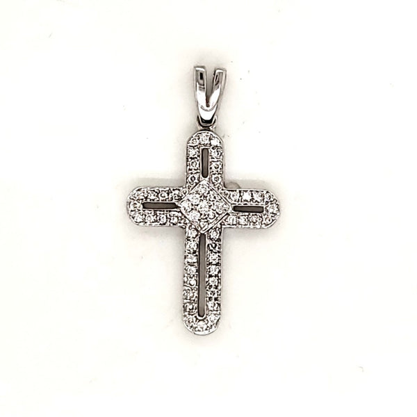 18kt White Gold Diamond Cross