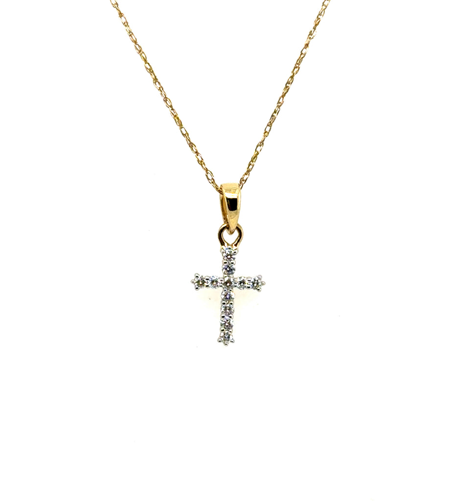 14Kt Yellow Gold 0.10Ctw Diamond Cross Pendant