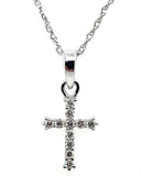 14Kt White Gold 0.10Ctw Diamond Cross Pendant