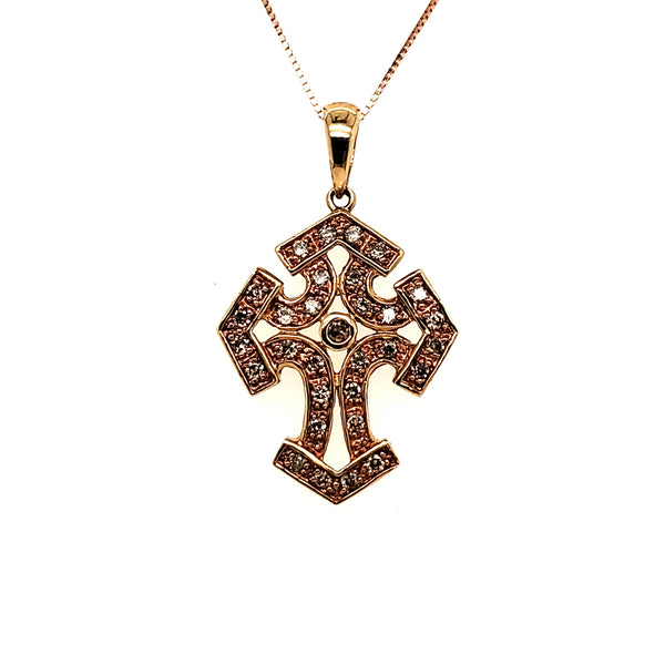 10Kt Rose Gold And Diamond Cross Pendant