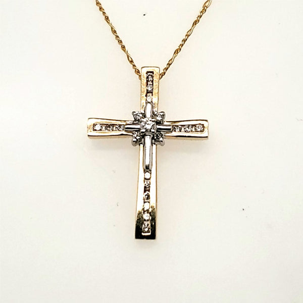 14kt Gold Diamond Cross Pendant