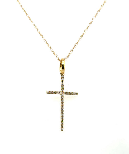 18kt Yellow Gold 0.06Ctw Cross Pendant Necklace