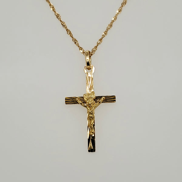 Vintage 18kt Yellow Gold Crucifix Pendant on Chain