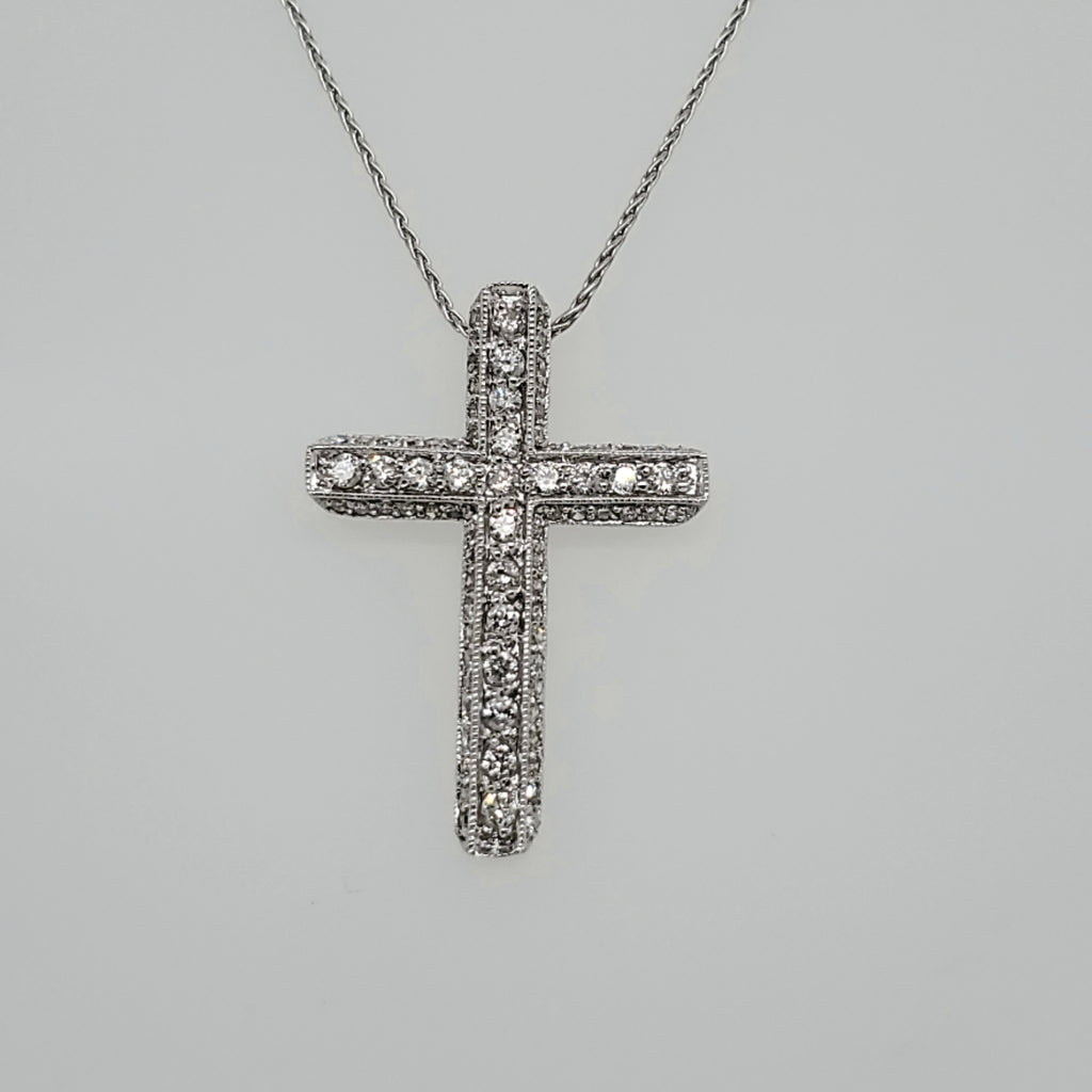 14kt White Gold Diamond Cross Pendant