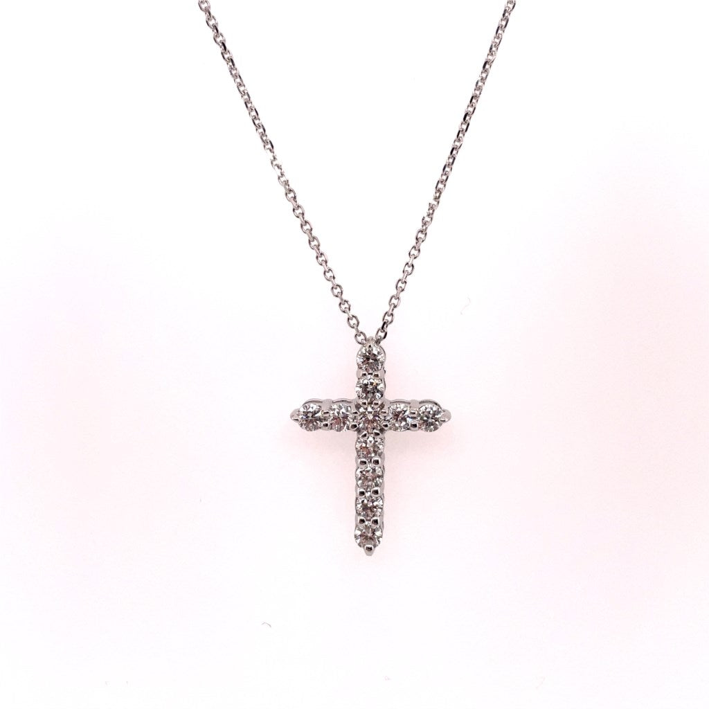 14kt White Gold Diamond Cross On Pendant