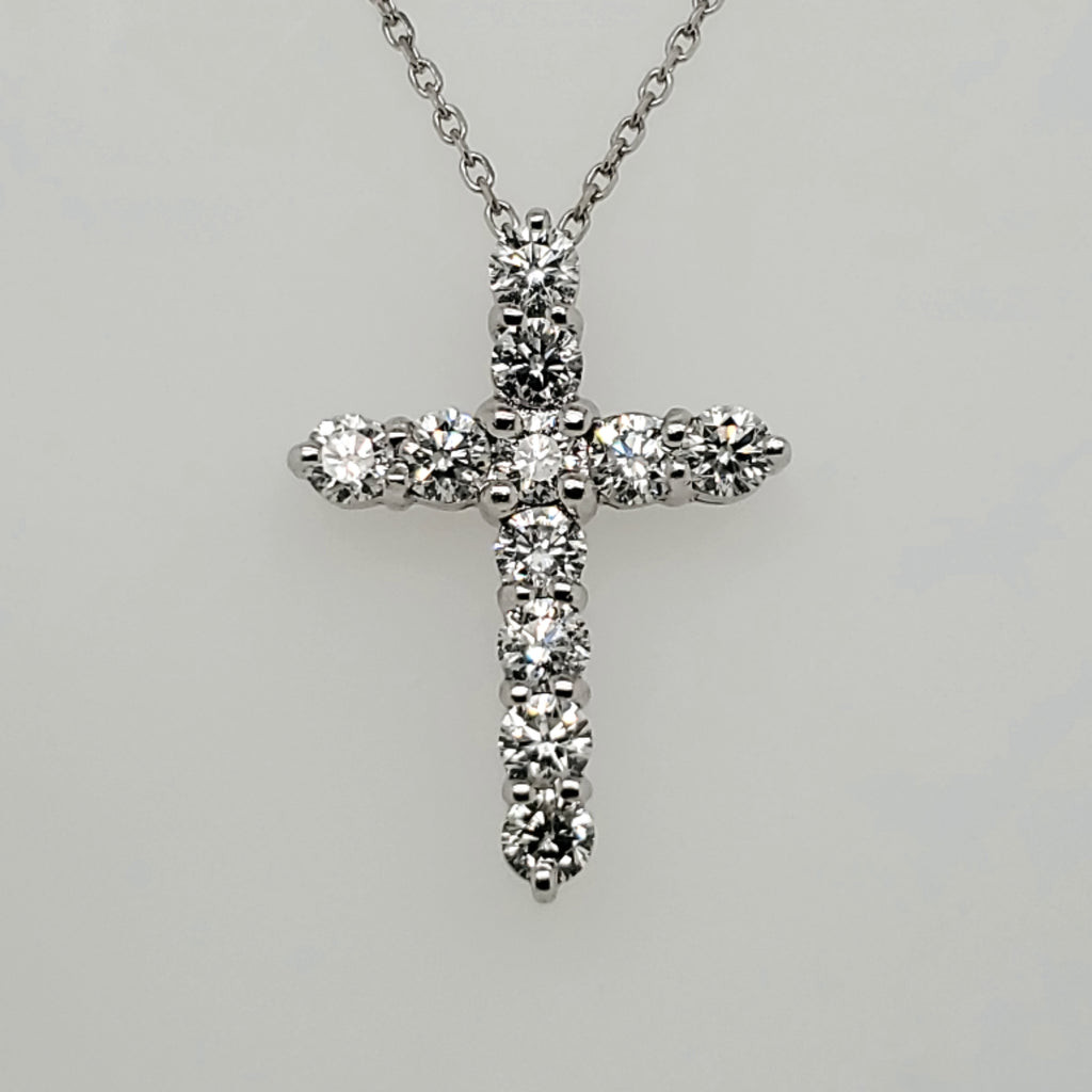 14kt White Gold Diamond Cross Pendant