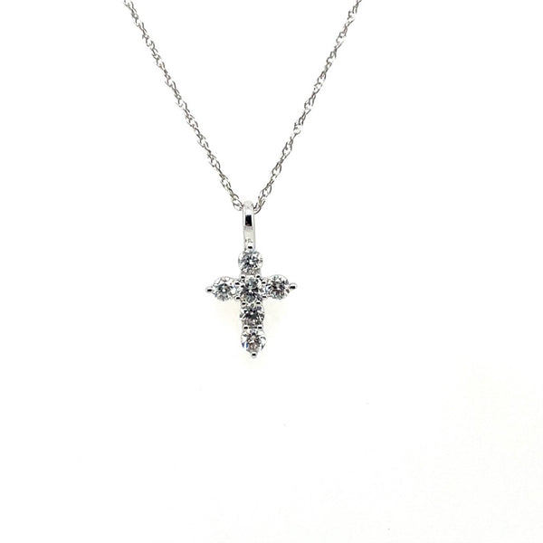 14kt White Gold 0.25Ctw Diamond Cross Pendant