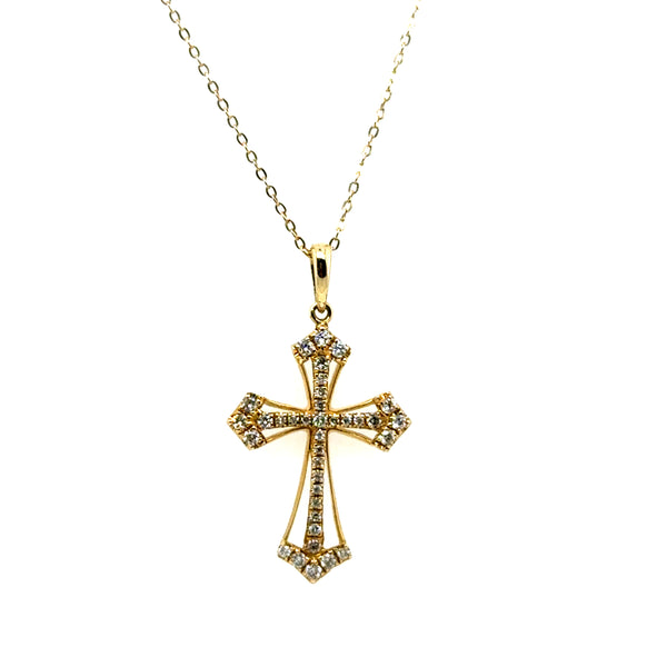 14kt yellow Gold 0.20Ctw Diamond Cross Pendant