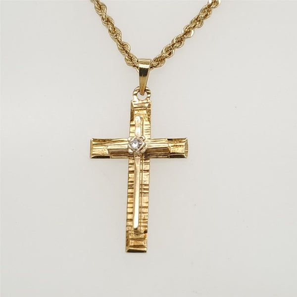 Vintage 14kt Gold Diamond Cross Pendant