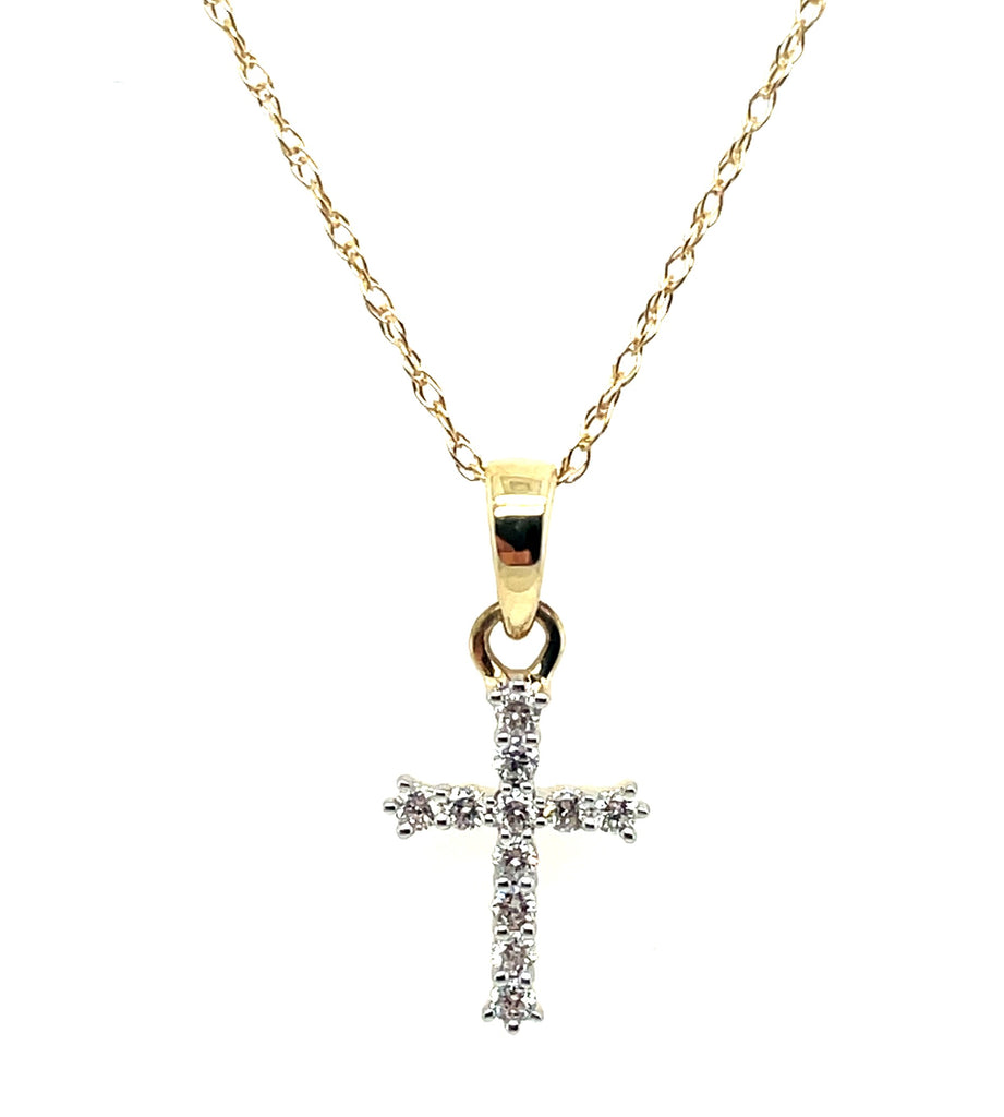 0.10Ctw 14Kt Yellow Gold Diamond Cross Pendant