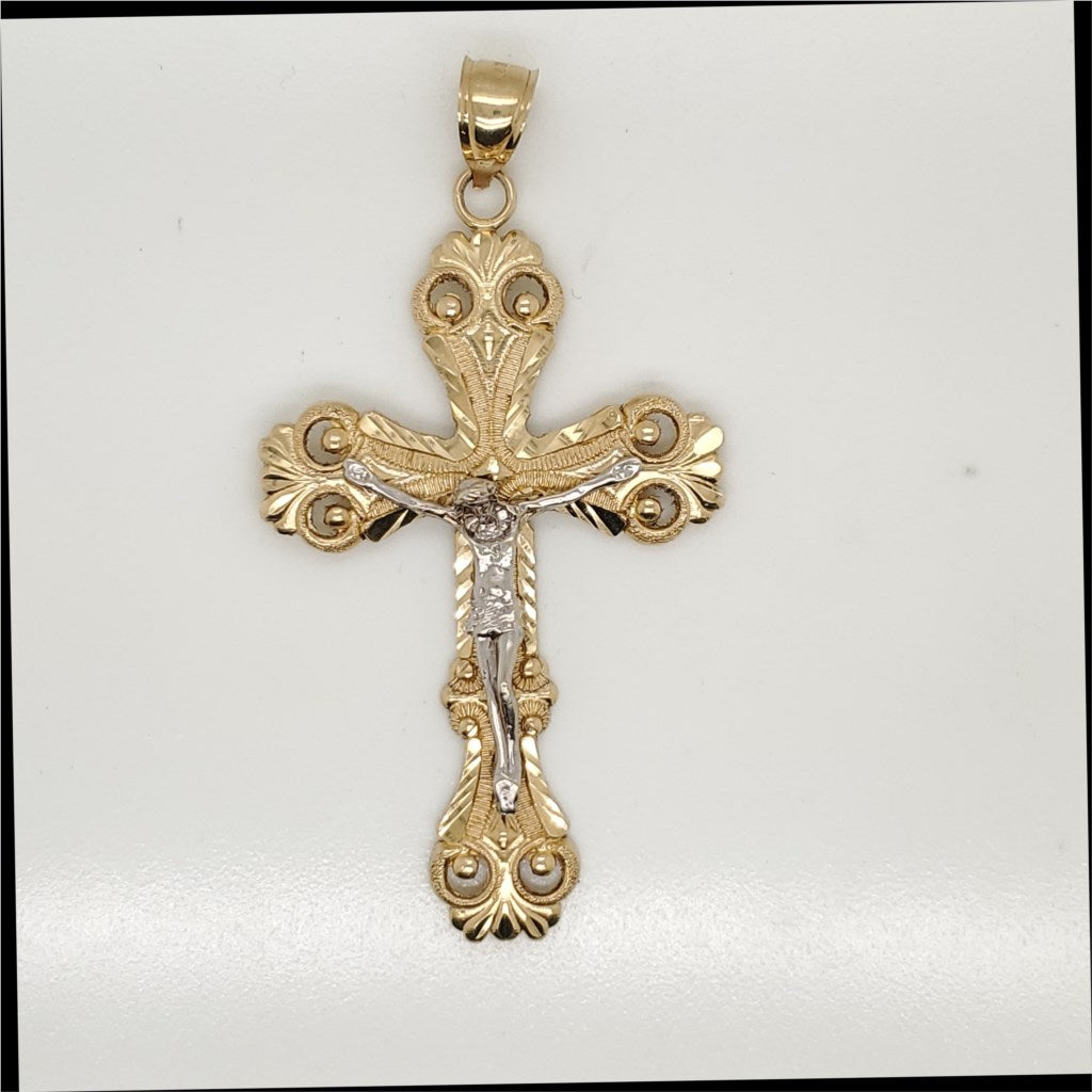 14kt Yellow and White Gold Crucifix Cross Pendant