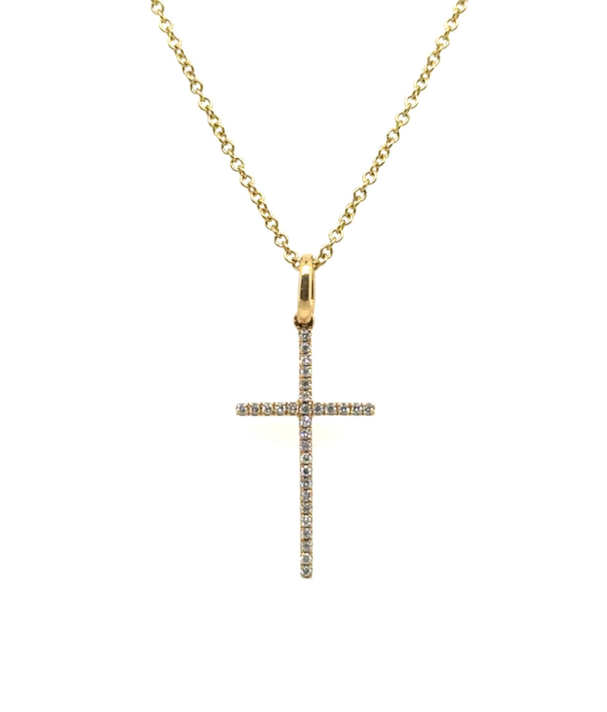 0.06Ctw 18Kt Yellow Gold Diamond Cross Pendant