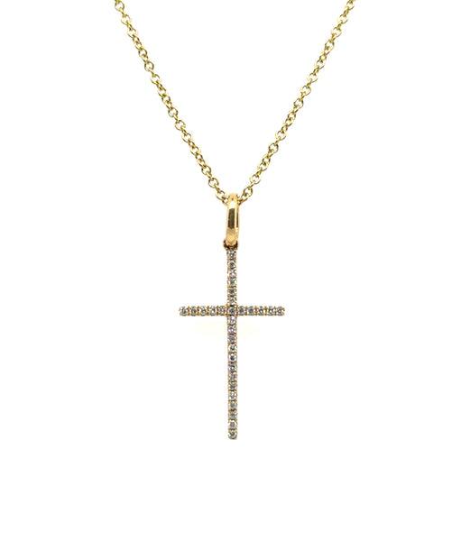 0.06Ctw 18Kt Yellow Gold Diamond Cross Pendant