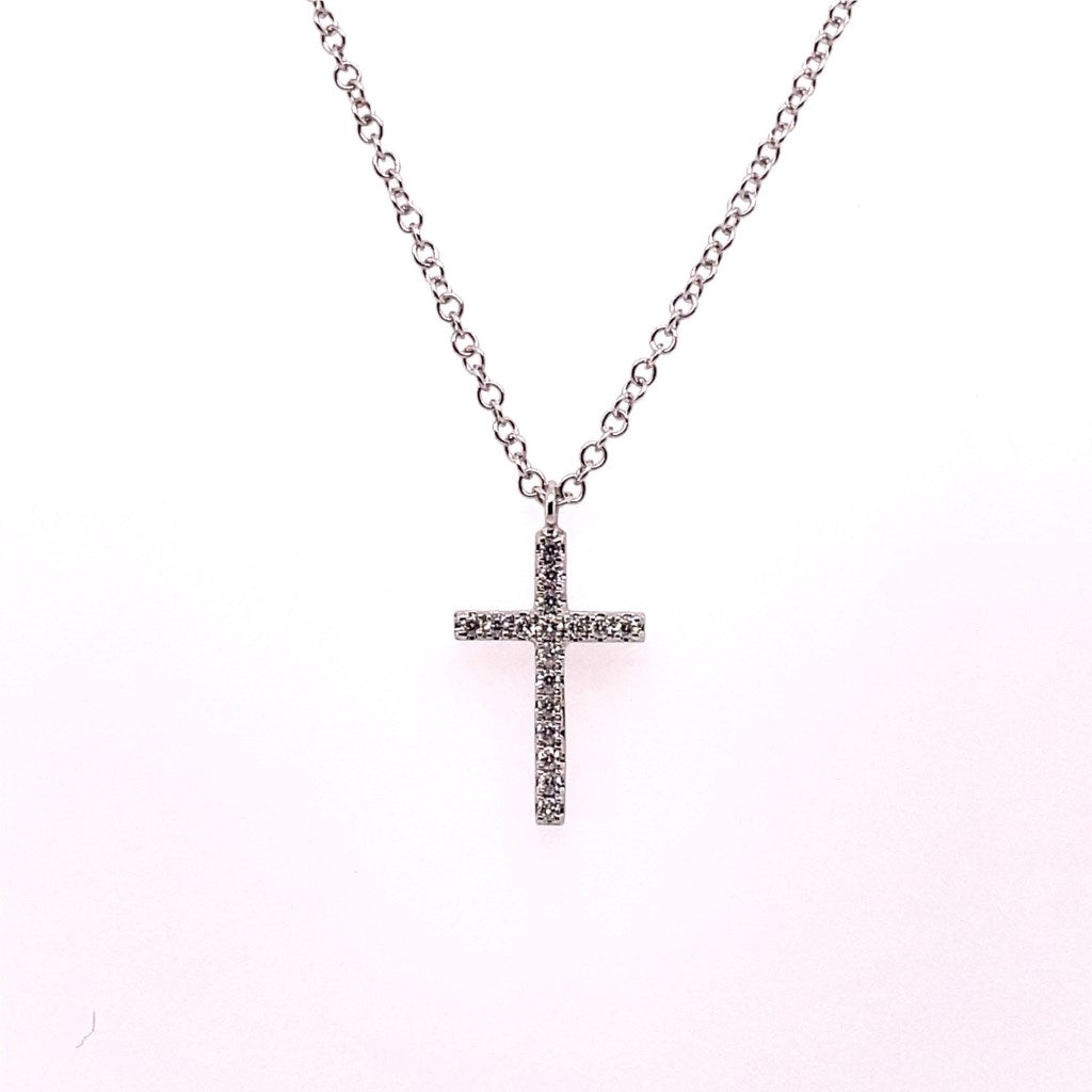 White Gold Diamond Cross On Chain