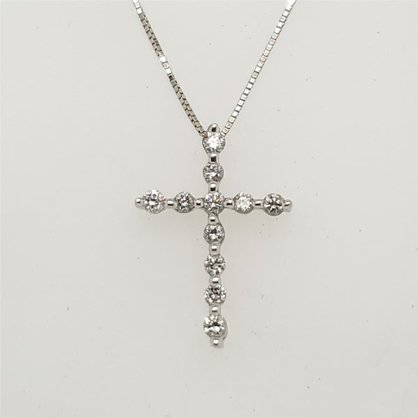 14kt White Gold Diamond Cross Pendant