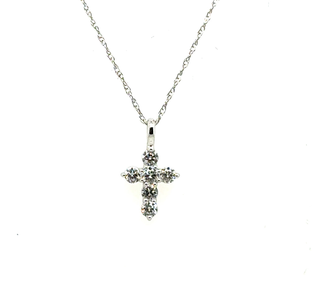 14kt White Gold 0.25Ctw Diamond Cross Pendant