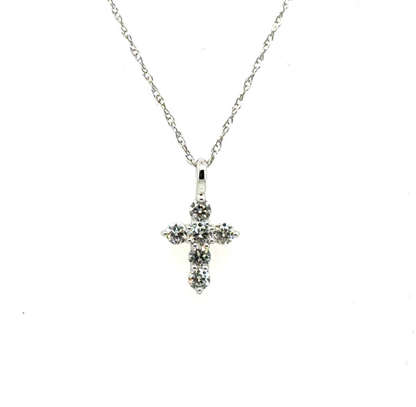 14kt White Gold 0.25Ctw Diamond Cross Pendant