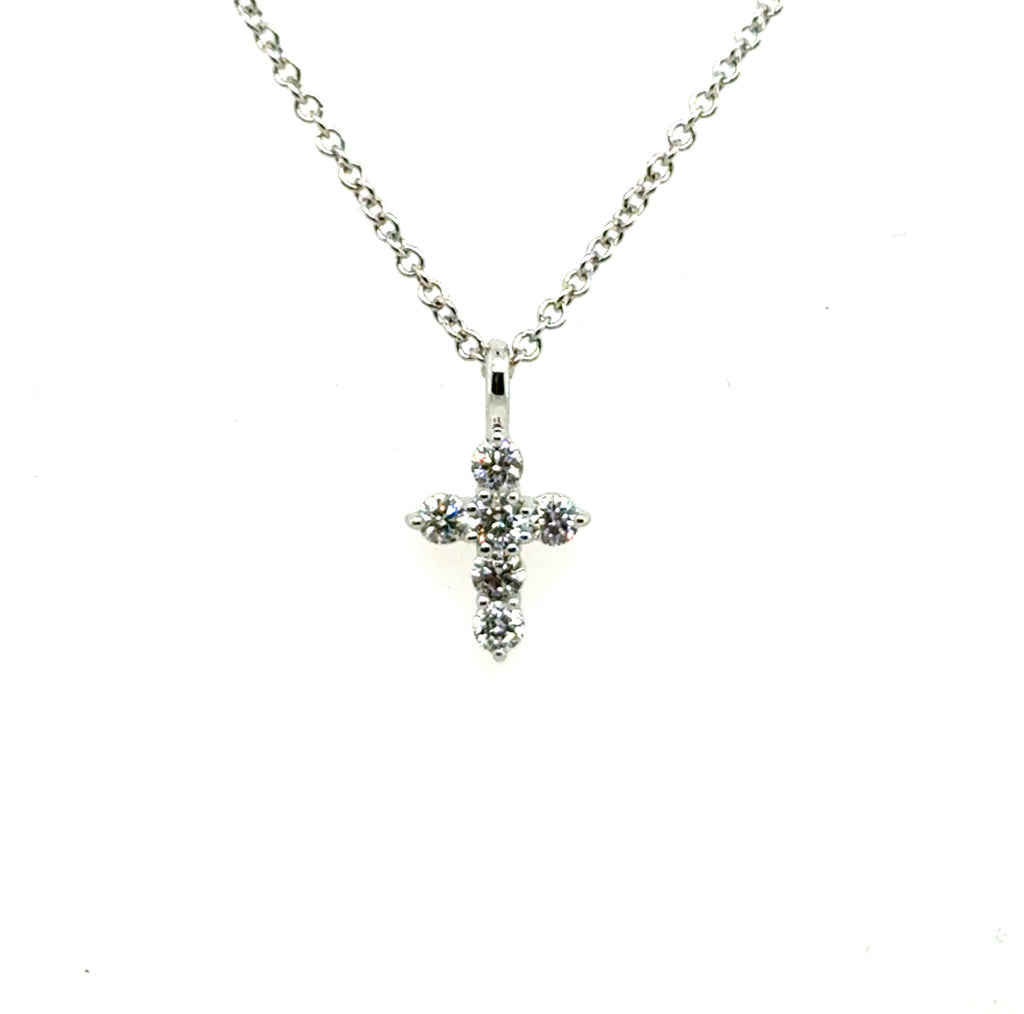 14kt White Gold 0.25Ctw Diamond Cross Pendant