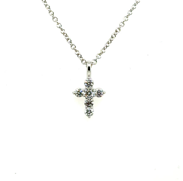 14kt White Gold 0.25Ctw Diamond Cross Pendant