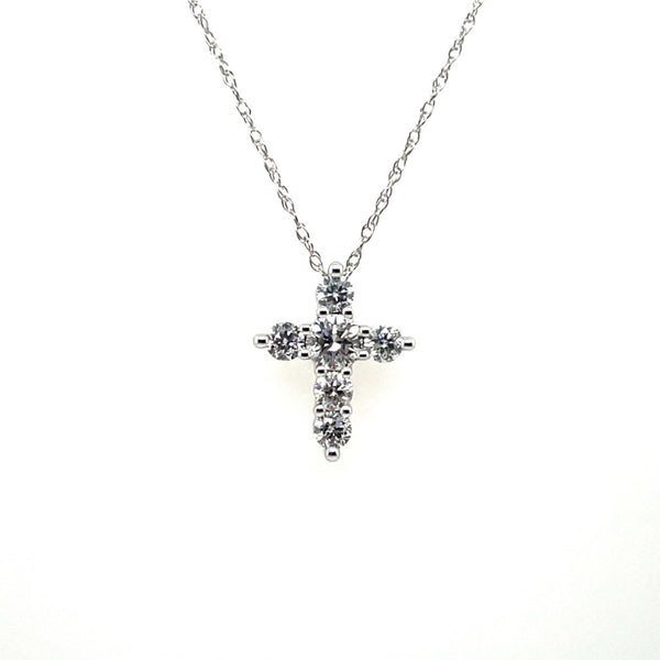 14kt White Gold 0.50Ctw Diamond Cross Pendant